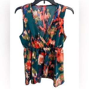 Multicolored Sleeveless Peplum Blouse